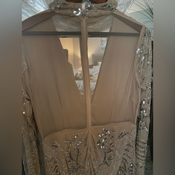 Metallic Embellished Choker Neck Dress - Picture 6 of 6